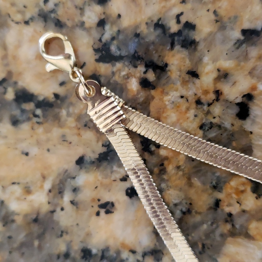 18K Gold Layered Flat Snake Bone Choker Necklace - Picture 3 of 4